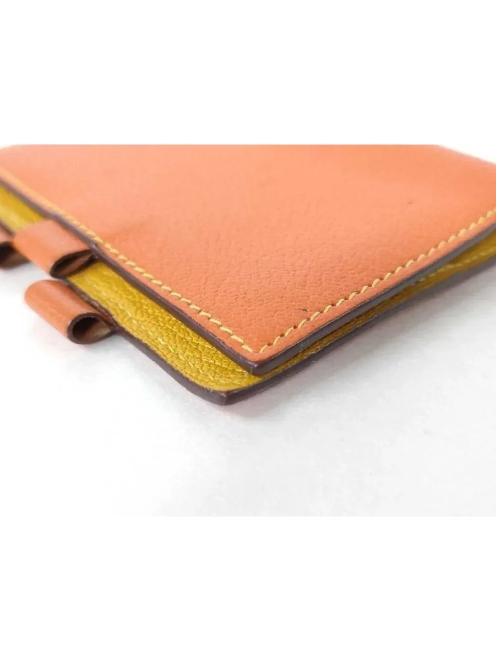 Hermes Notebook Case Agenda Mini Orange Yellow Leather Stationery